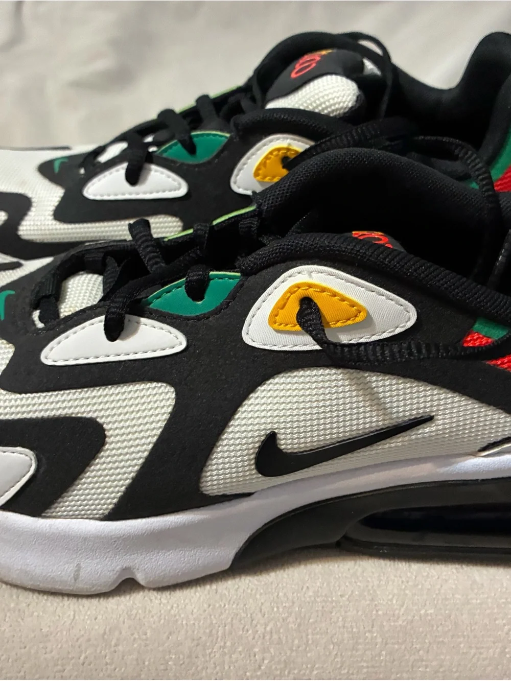 Nike Youth Air 200 Sneakers in White/Black/Green/Yellow